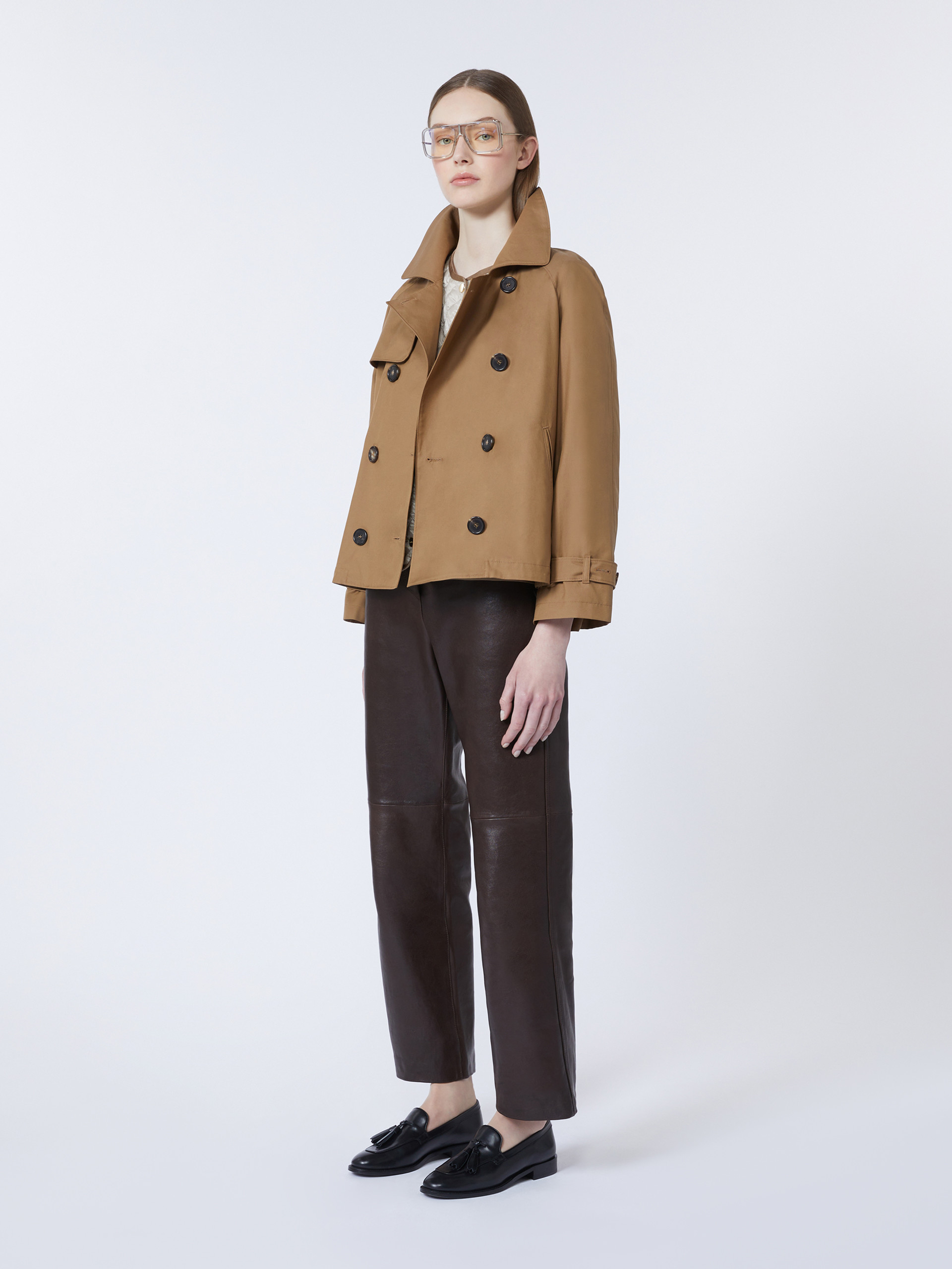 Short water-repellent twill trench coat - BROWN - Max Mara