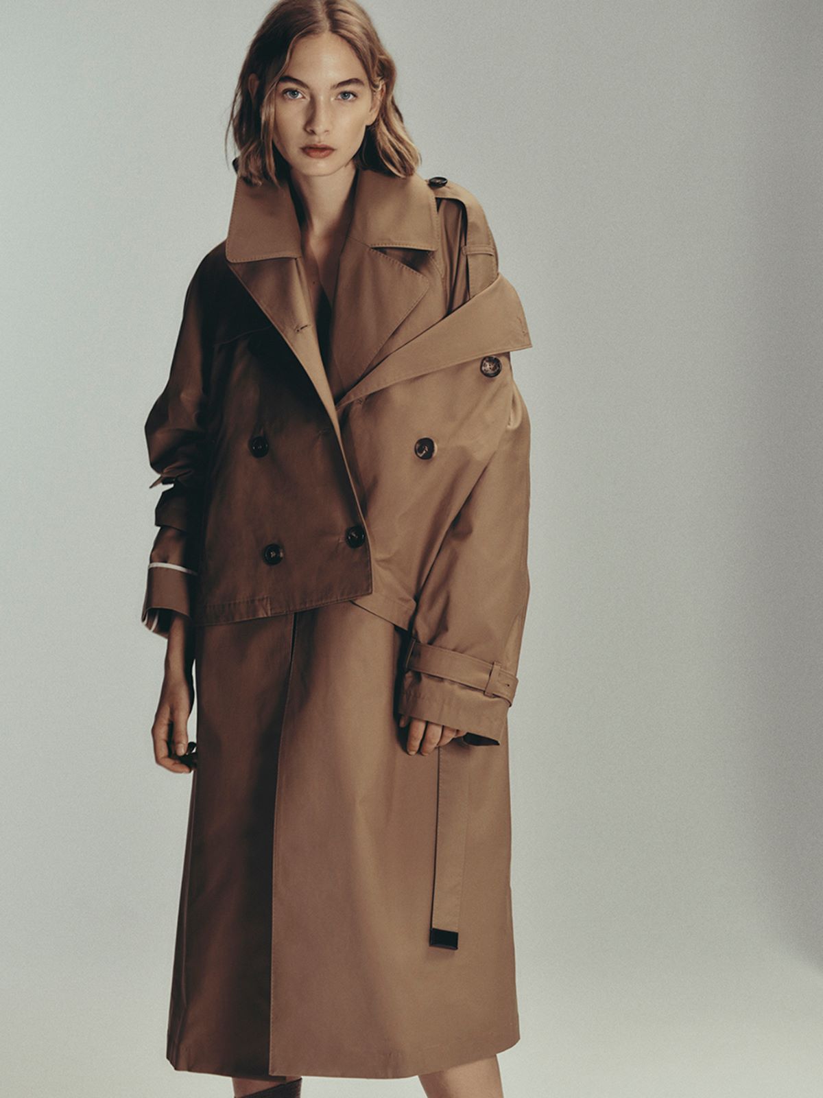 Short water-repellent twill trench coat - BROWN - Max Mara