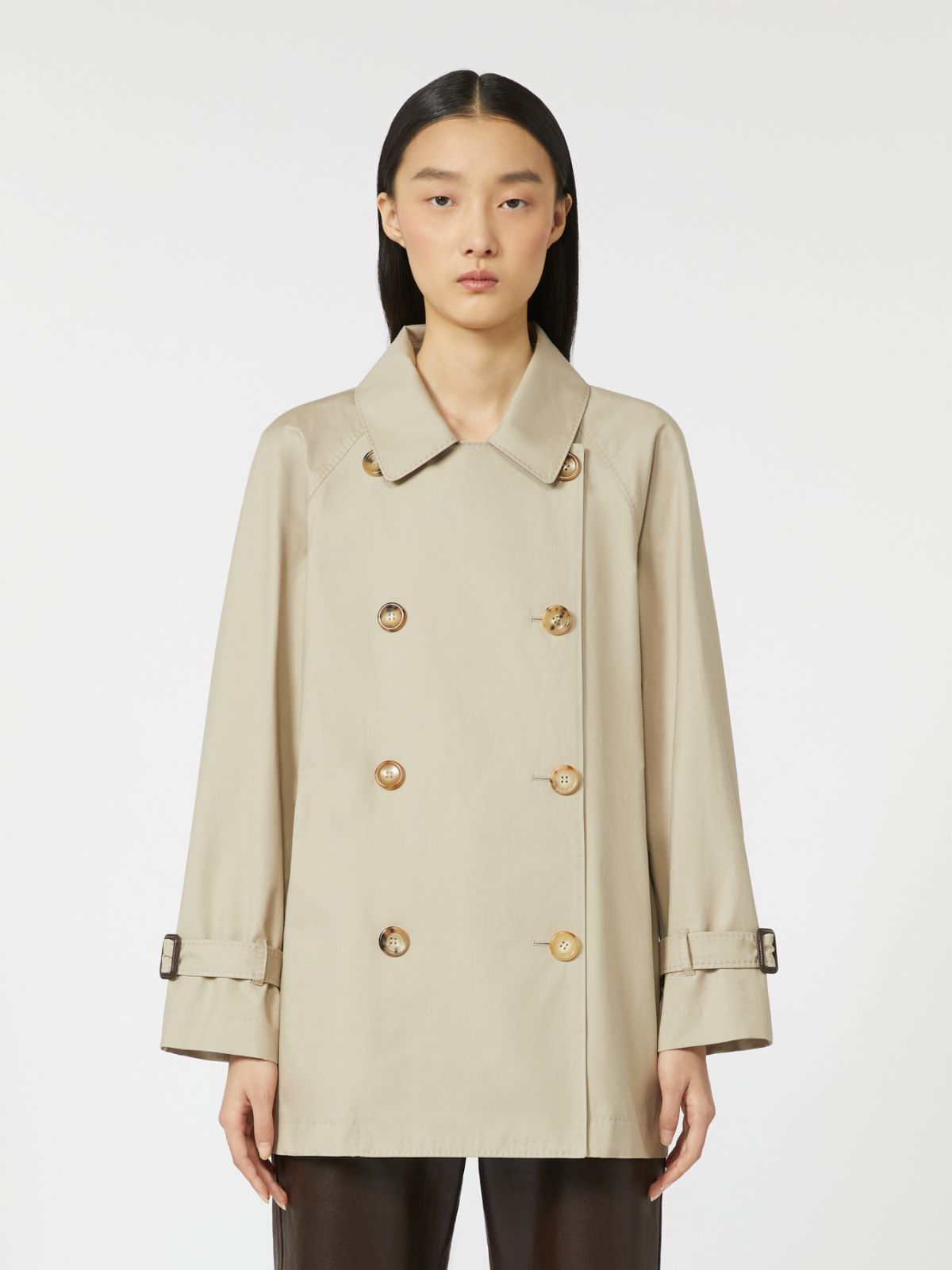 Cropped water-repellent twill trench coat - SAND - Max Mara - 6