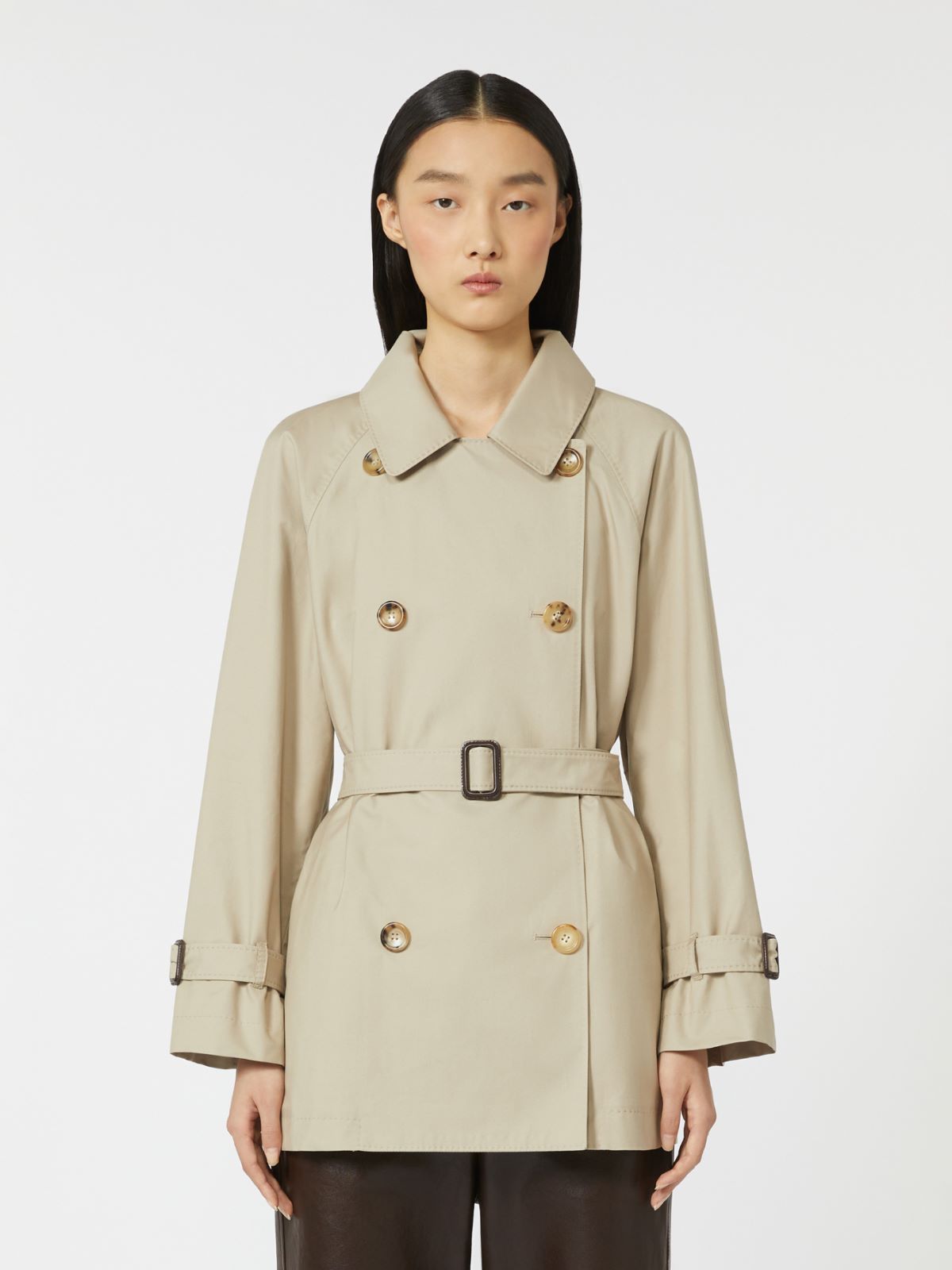 Cropped water-repellent twill trench coat - SAND - Max Mara - 6