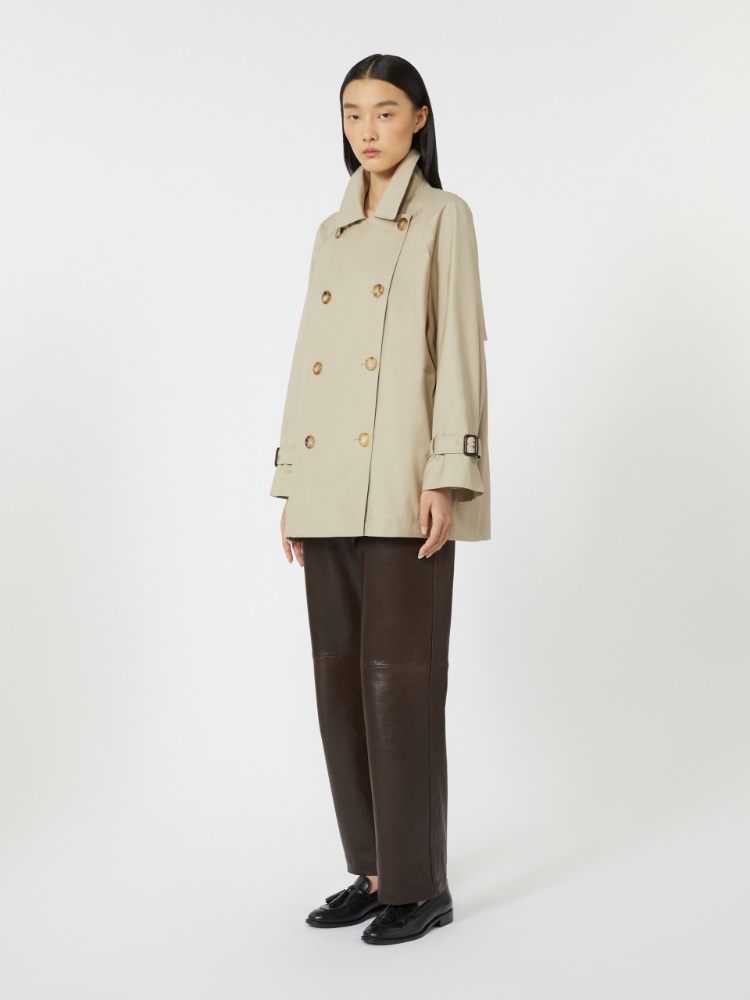 Cropped water-repellent twill trench coat - SAND - Max Mara