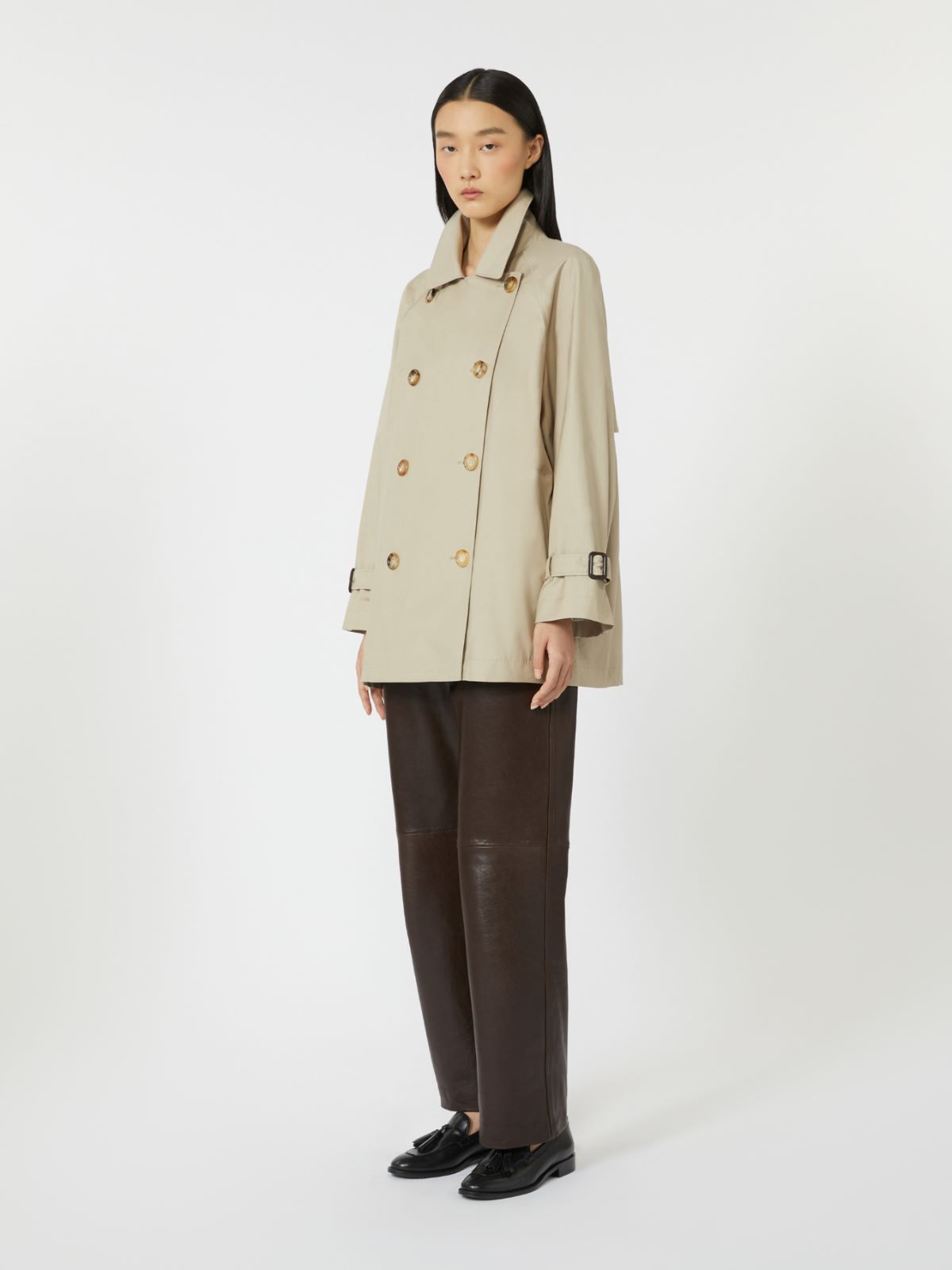 Cropped water-repellent twill trench coat - SAND - Max Mara - 6