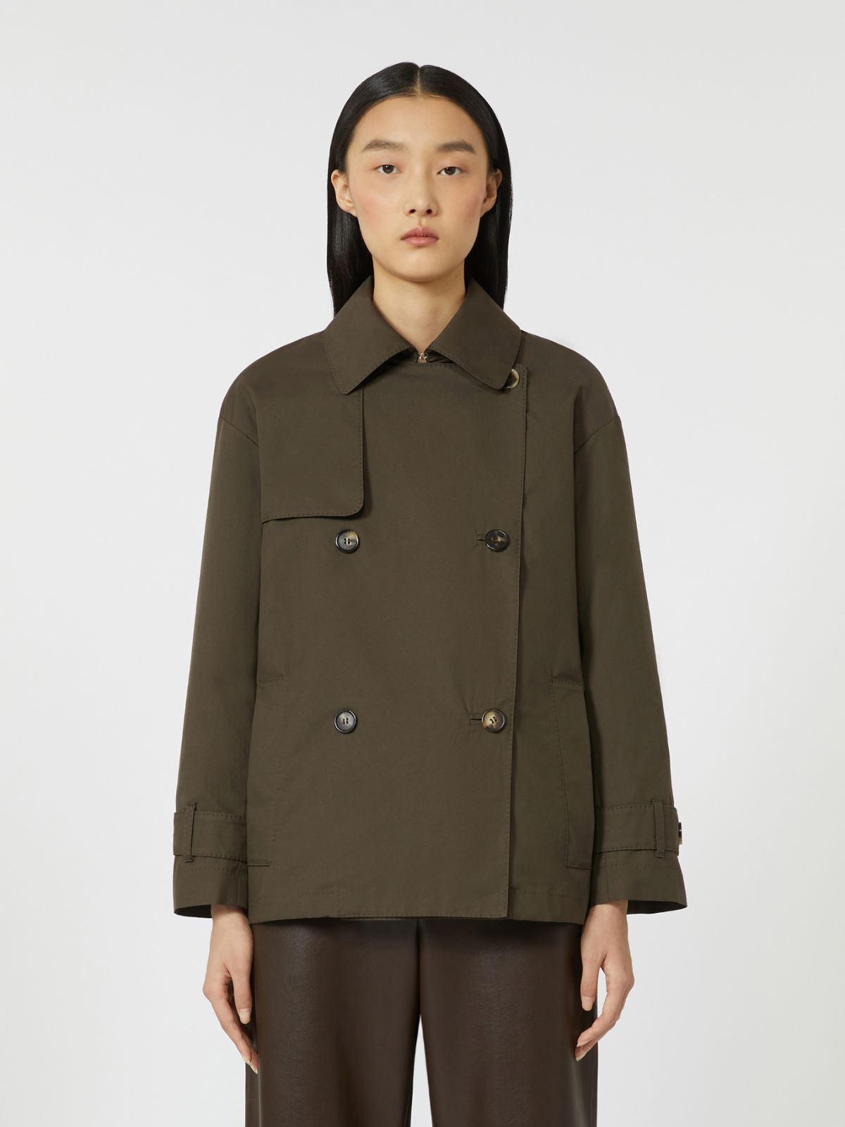Trench doppiopetto in cotone antigoccia - VERDE - Max Mara - 4