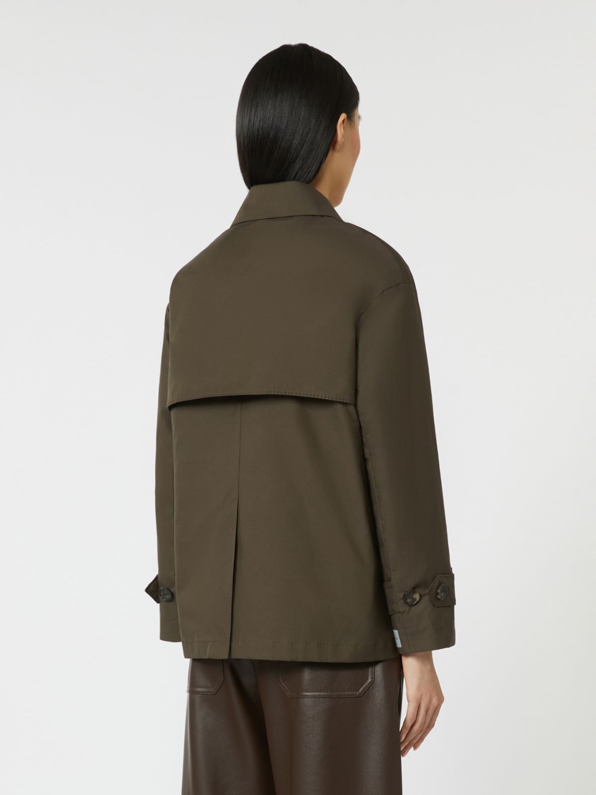 Trench doppiopetto in cotone antigoccia - VERDE - Max Mara - 4