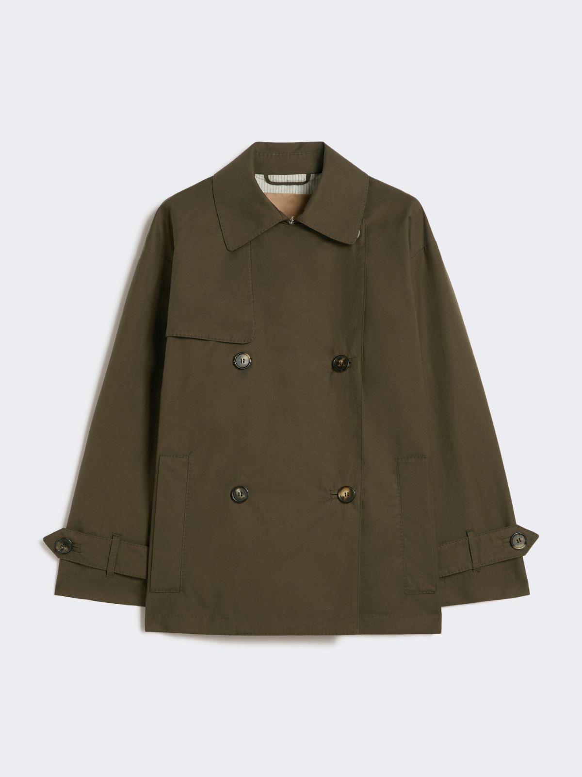 Trench doppiopetto in cotone antigoccia - VERDE - Max Mara - 4
