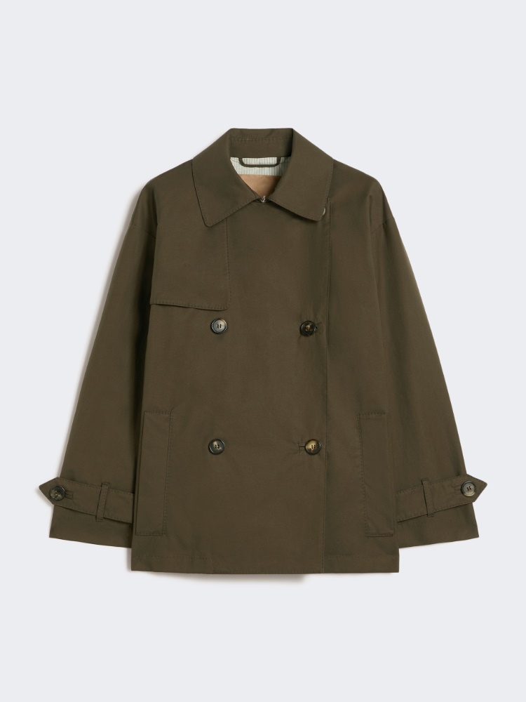 Trench doppiopetto in cotone antigoccia - VERDE - Max Mara