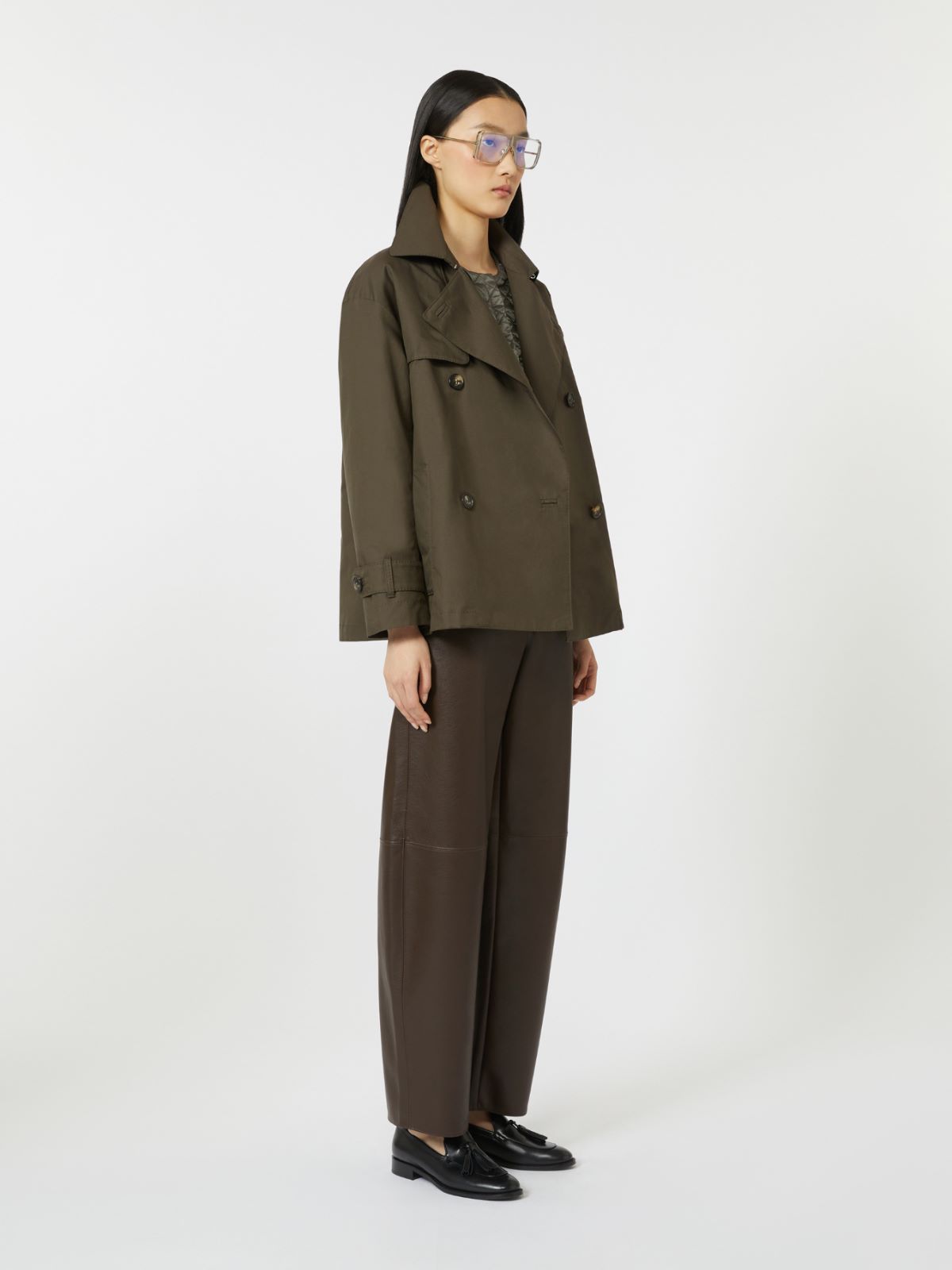 Trench doppiopetto in cotone antigoccia - VERDE - Max Mara - 4