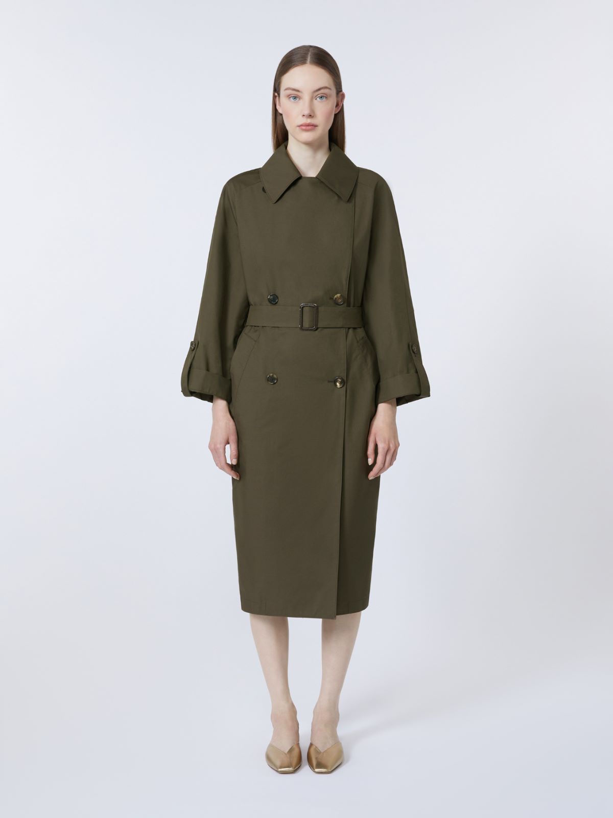 Water-repellent twill belted trench coat - GREEN - Max Mara - 5