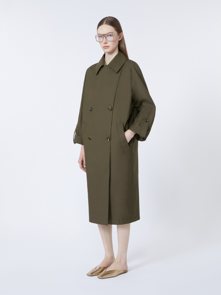 Water-repellent twill belted trench coat - GREEN - Max Mara