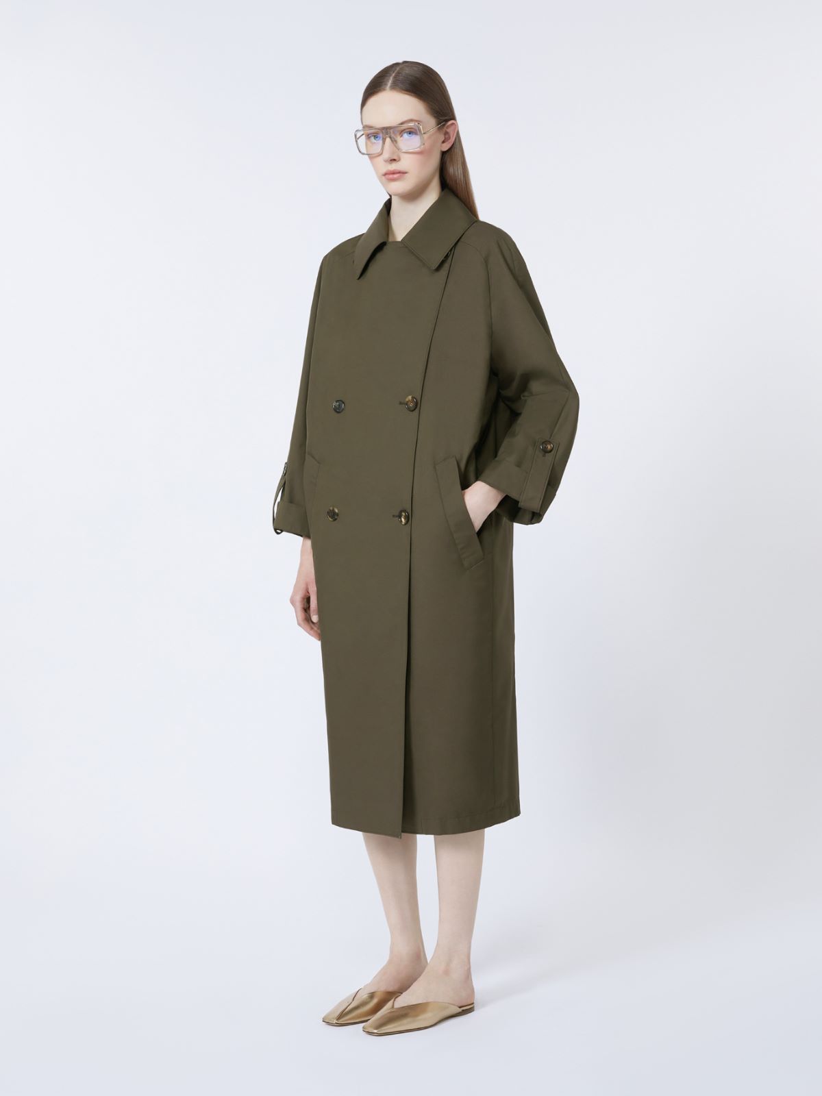 Water-repellent twill belted trench coat - GREEN - Max Mara - 5