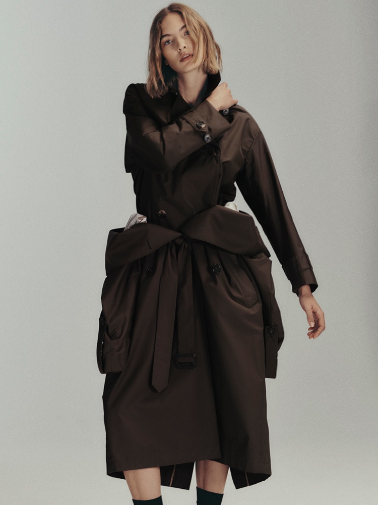 Water-repellent twill belted trench coat + GREEN - Max Mara