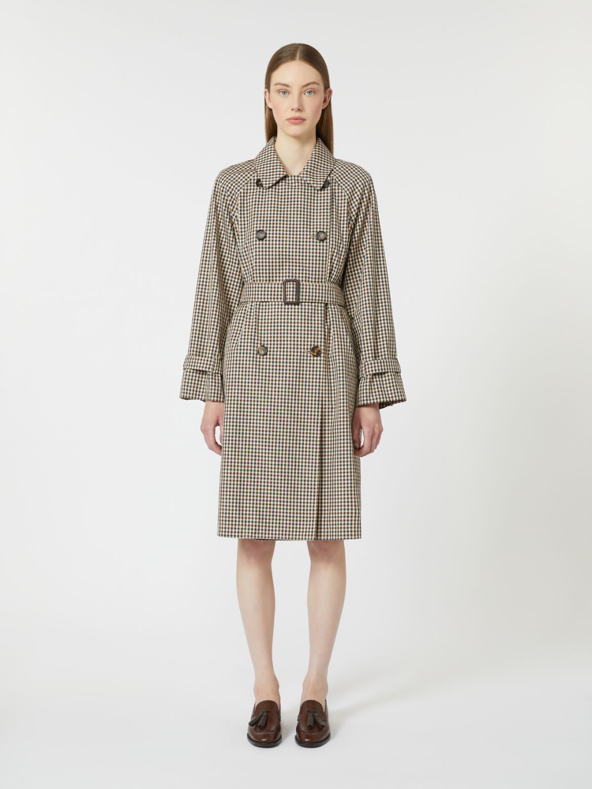 Patterned water-repellent twill trench coat - COFFEE - Max Mara - 6