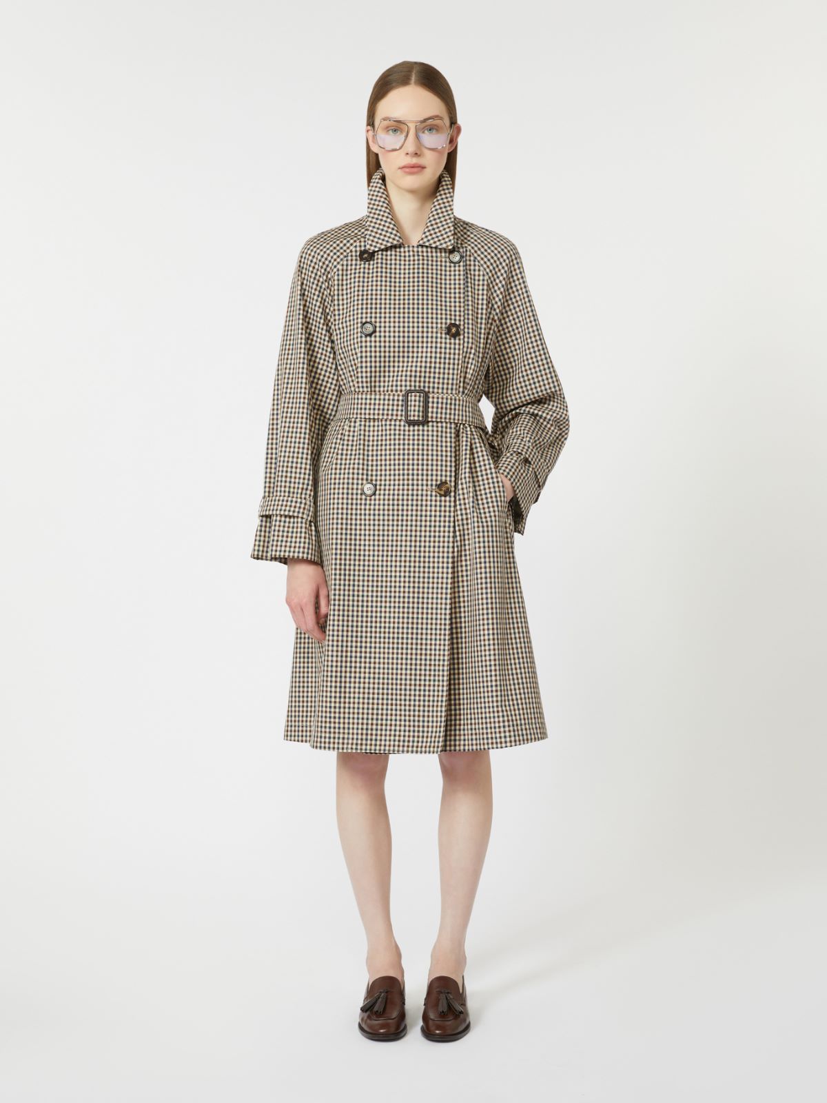 Patterned water-repellent twill trench coat - COFFEE - Max Mara - 6