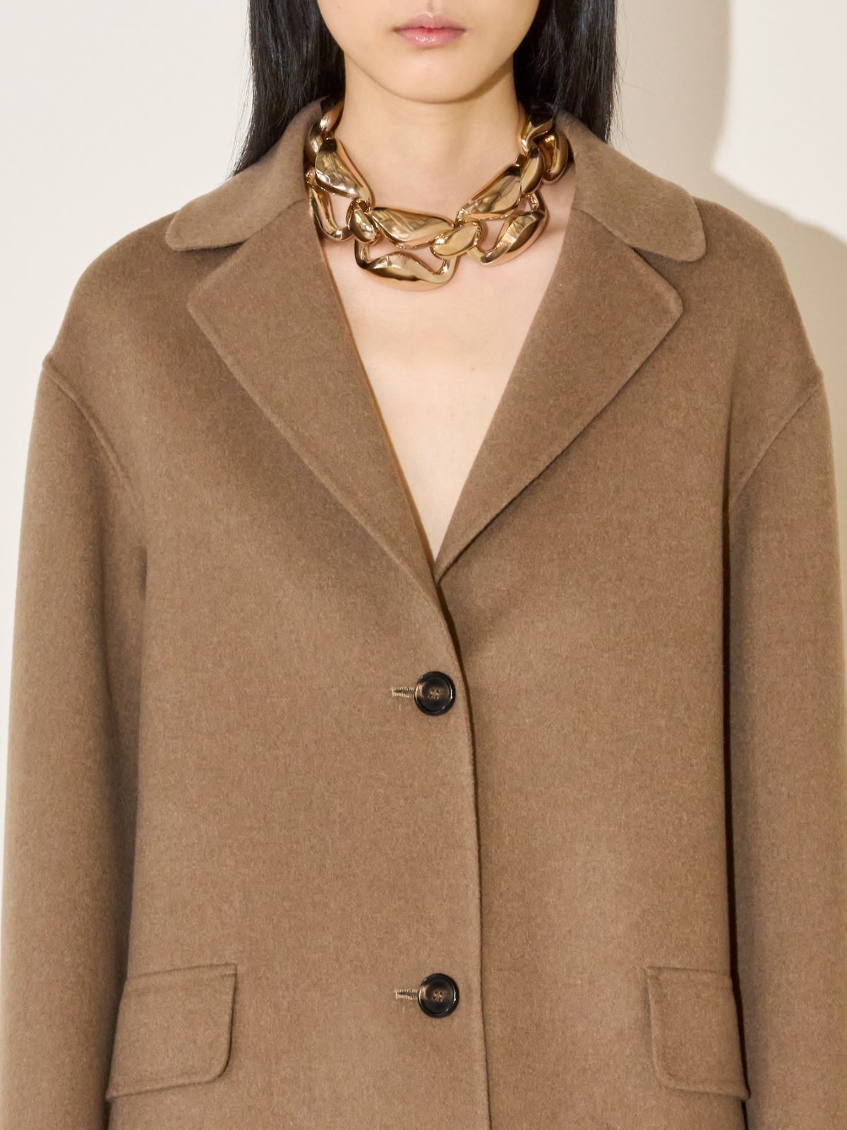 Single-breasted double-faced wool jacket + CAMEL - Max Mara