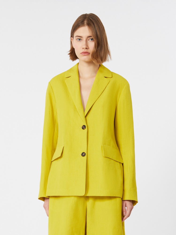 Pure linen canvas jacket - LEMON - 2