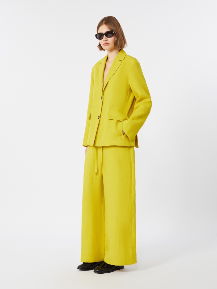 Pure linen canvas jacket - LEMON - 1