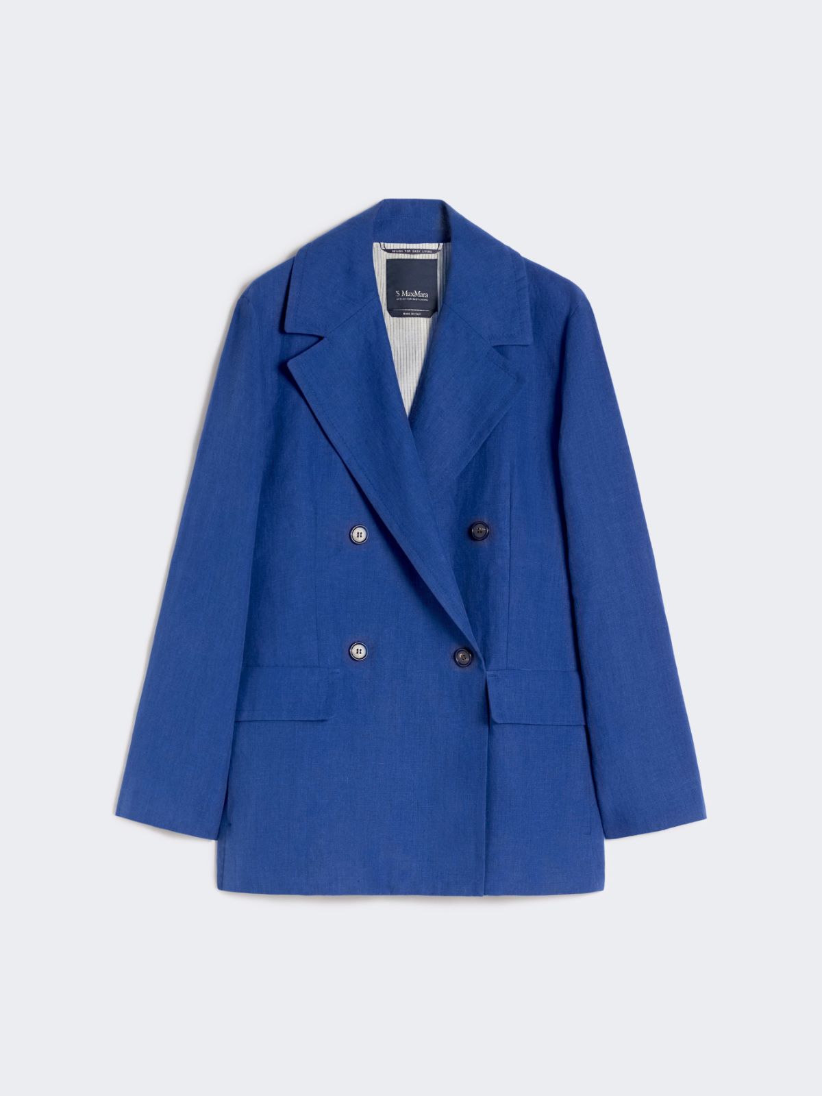 Double-breasted linen canvas jacket - CORNFLOWER BLUE - Max Mara - 4