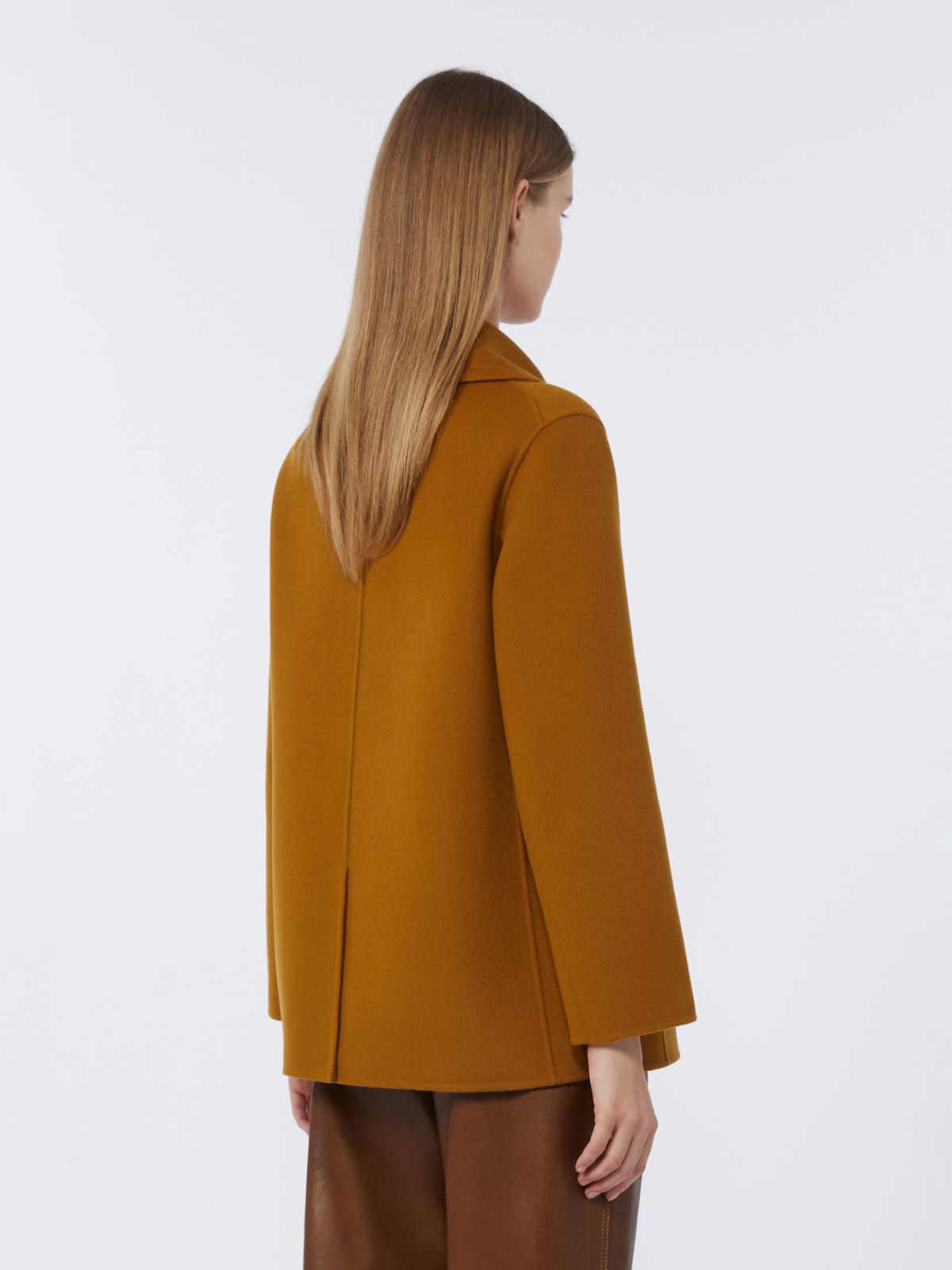 Wool broadcloth pea coat - MUSTARD - Max Mara - 4