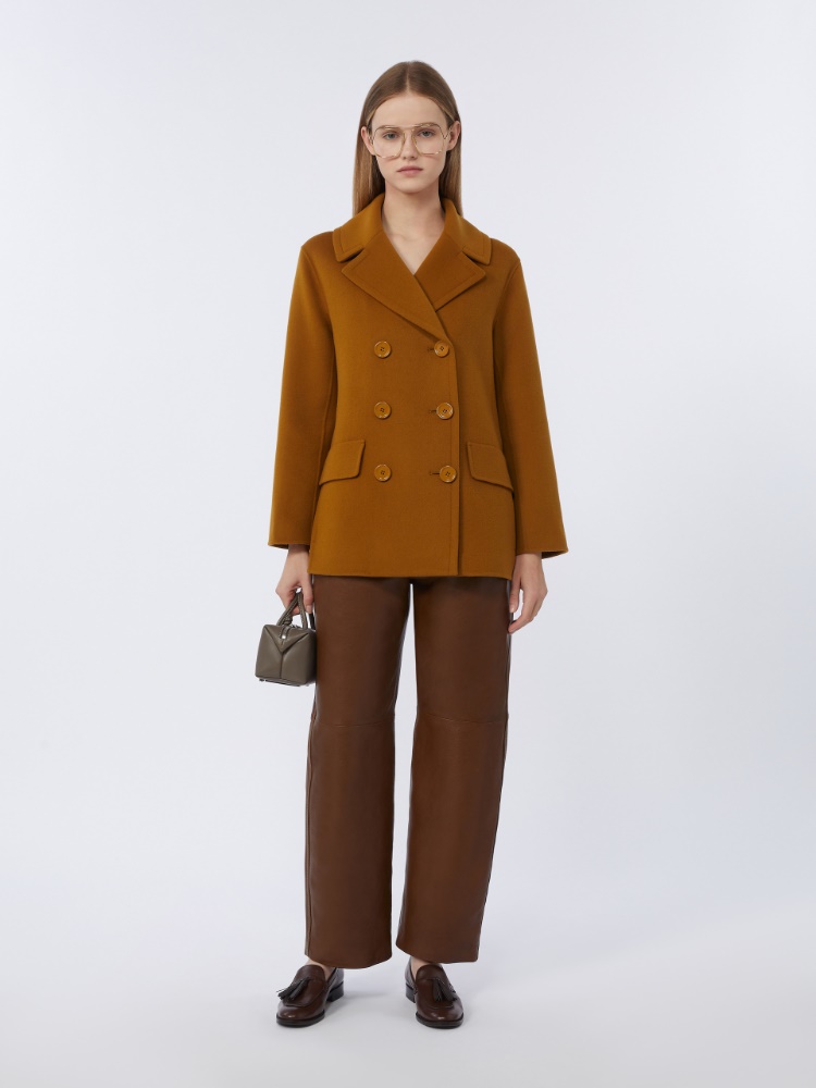 Wool broadcloth pea coat + MUSTARD - Max Mara