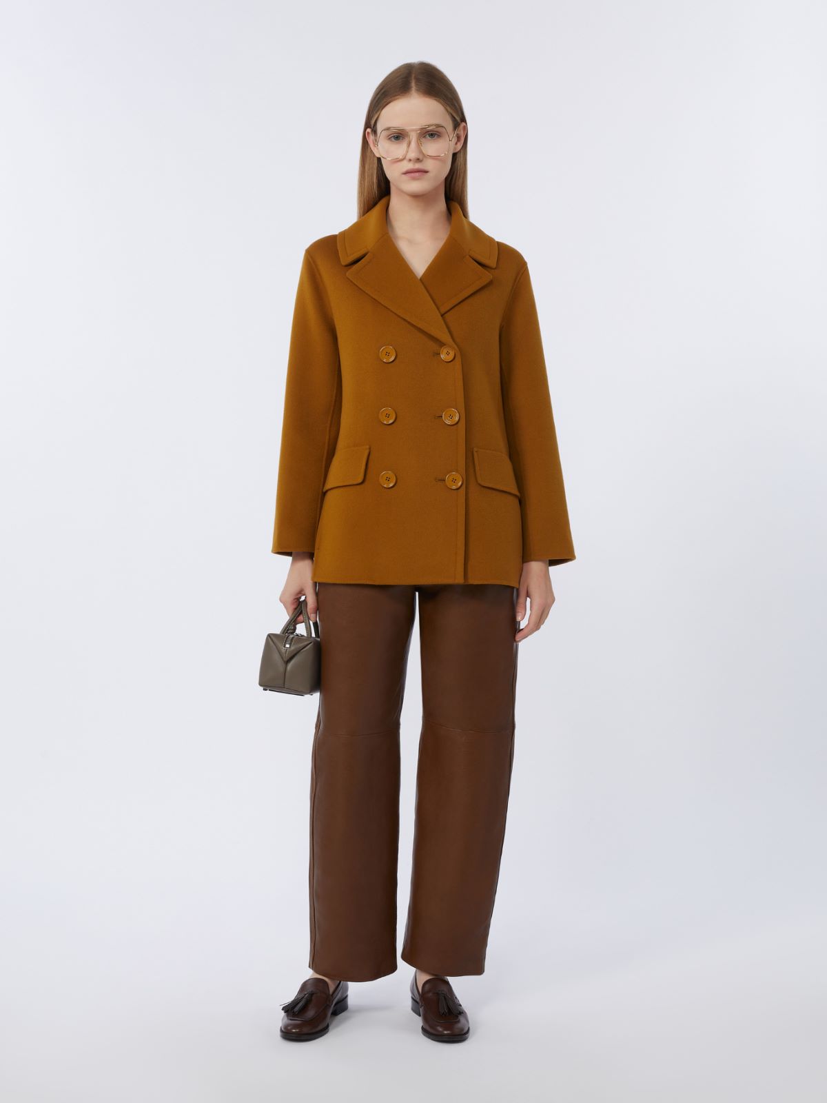 Wool broadcloth pea coat - MUSTARD - Max Mara - 4