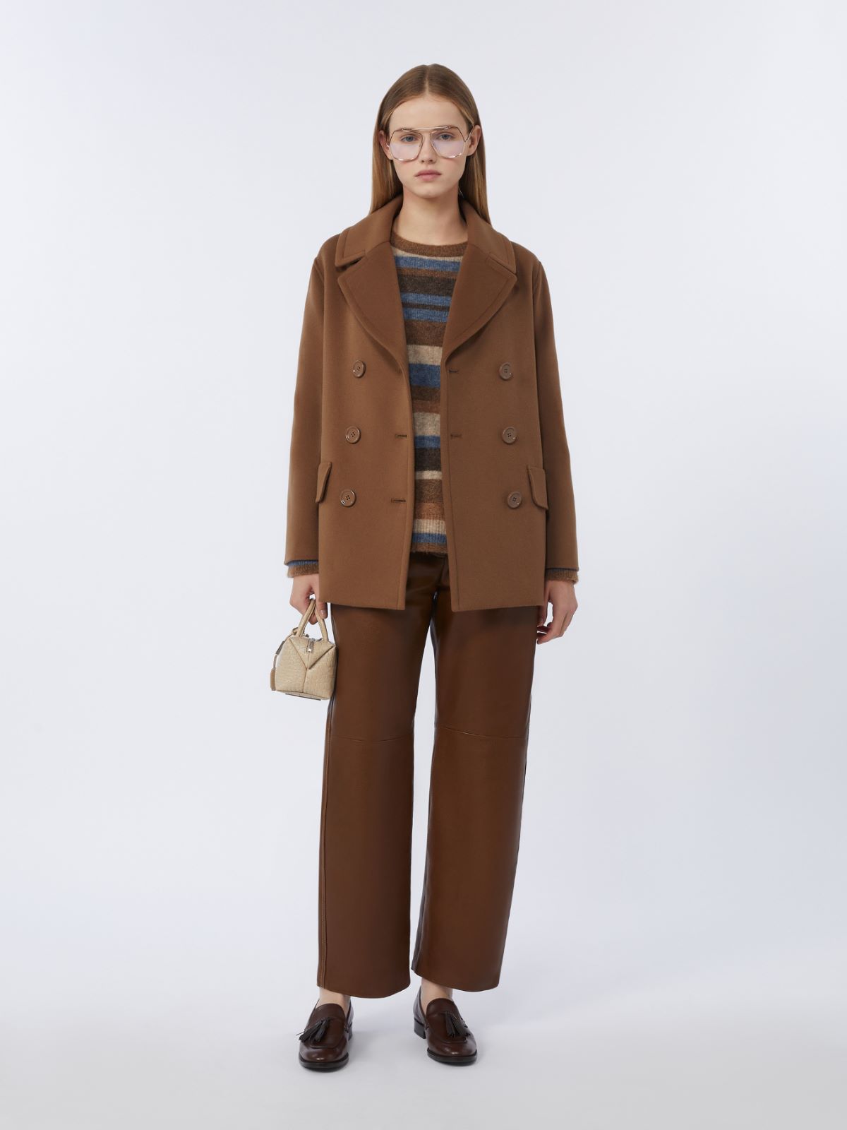 Wool broadcloth pea coat + TOBACCO - Max Mara