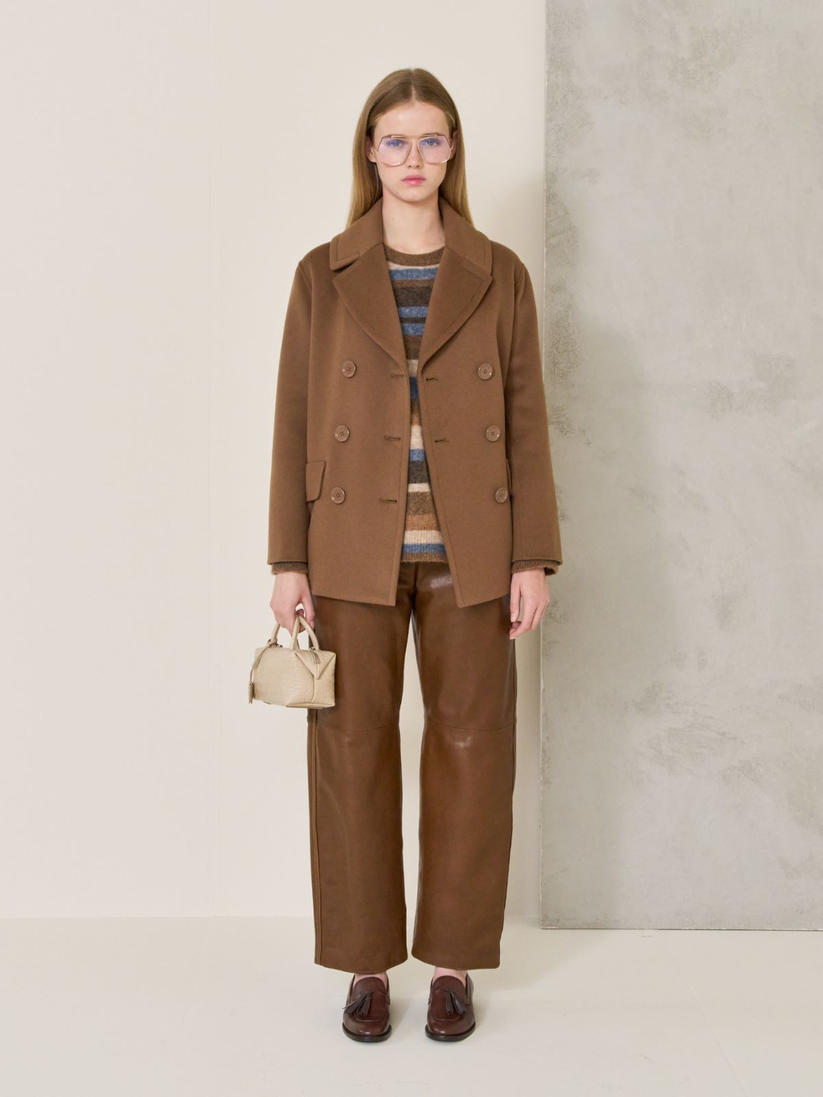 Wool broadcloth pea coat - TOBACCO - Max Mara