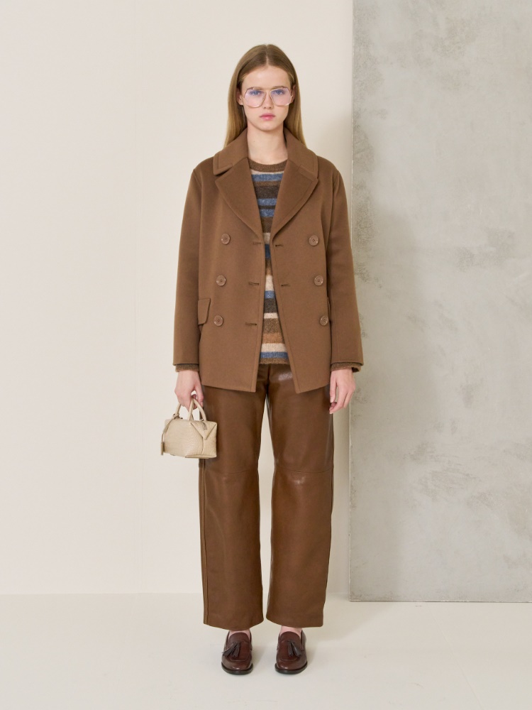 Wool broadcloth pea coat + TOBACCO - Max Mara