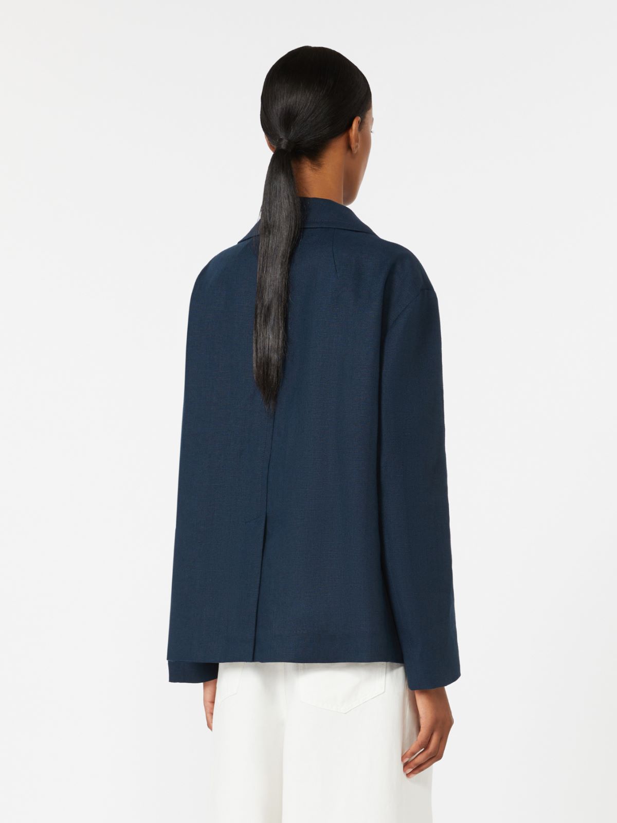 Double-breasted linen jacket - MIDNIGHTBLUE - Max Mara - 4