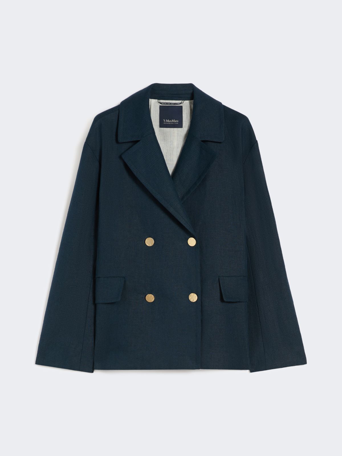 Double-breasted linen jacket - MIDNIGHTBLUE - Max Mara - 4