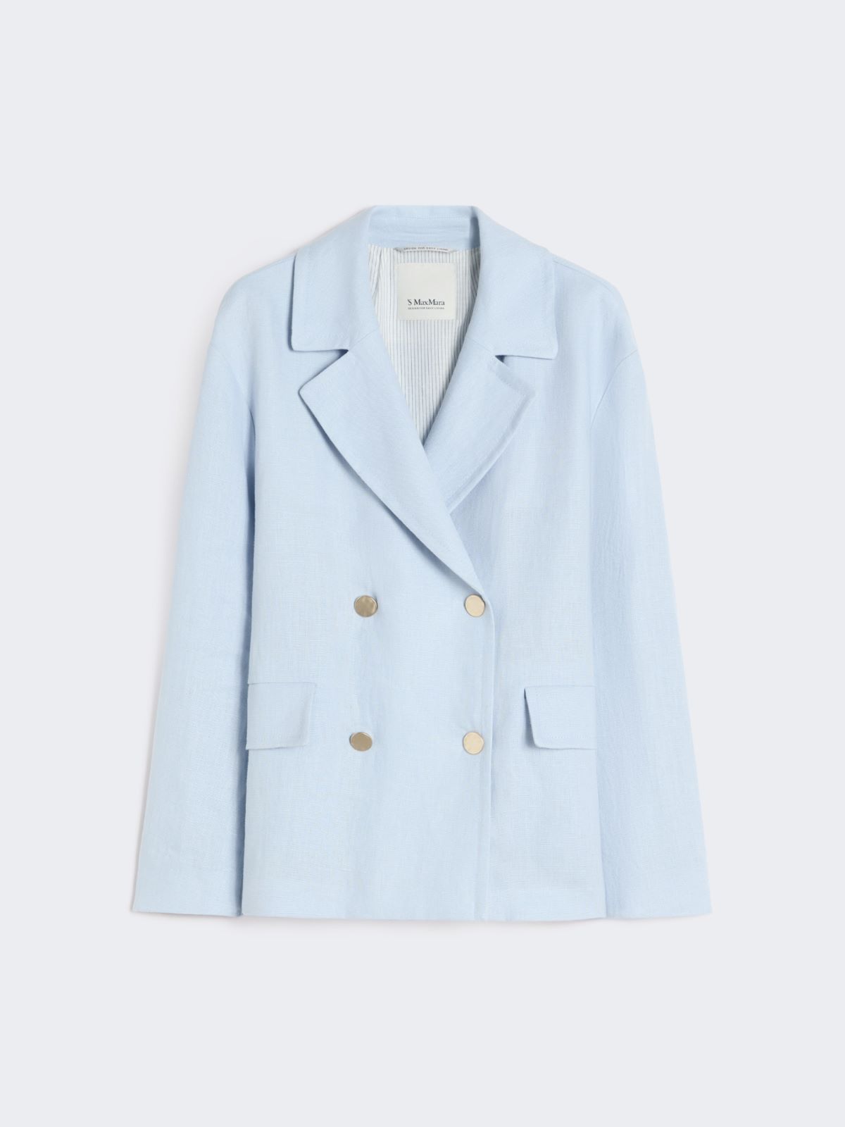 Double-breasted linen jacket - LIGHT BLUE - Max Mara - 8