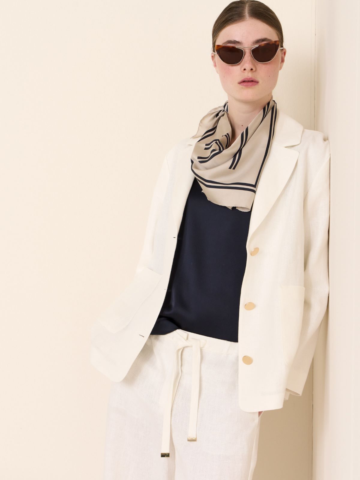 Linen canvas boxy jacket + WHITE - Max Mara