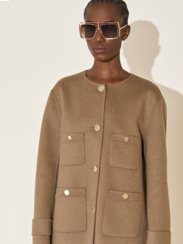 Cropped wool broadcloth jacket + CAMEL - Max Mara