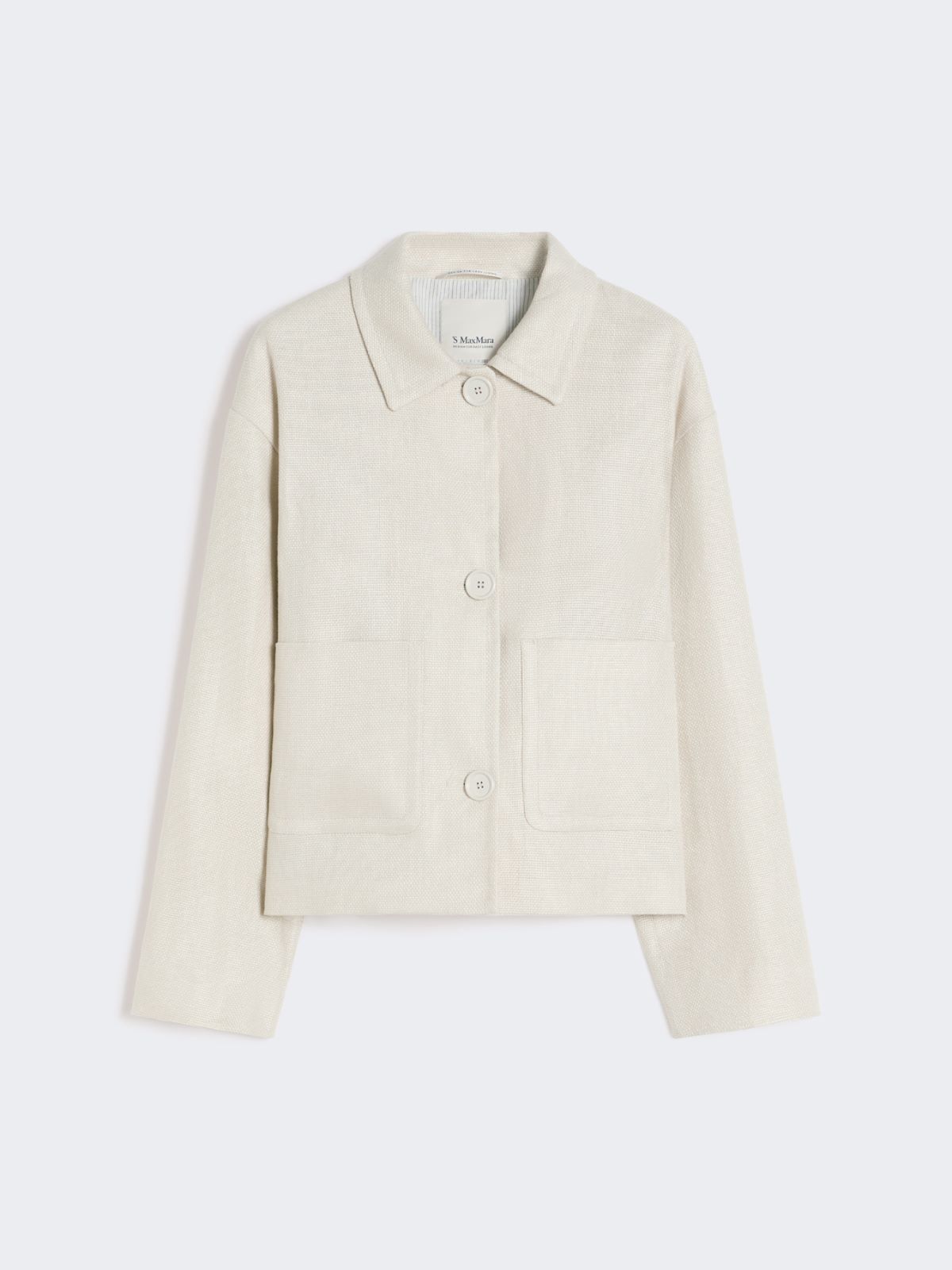 Stretch linen and cotton jacket - IVORY - Max Mara - 4
