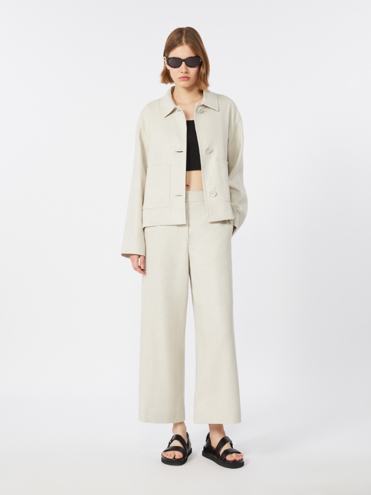 Stretch linen and cotton jacket + IVORY - Max Mara