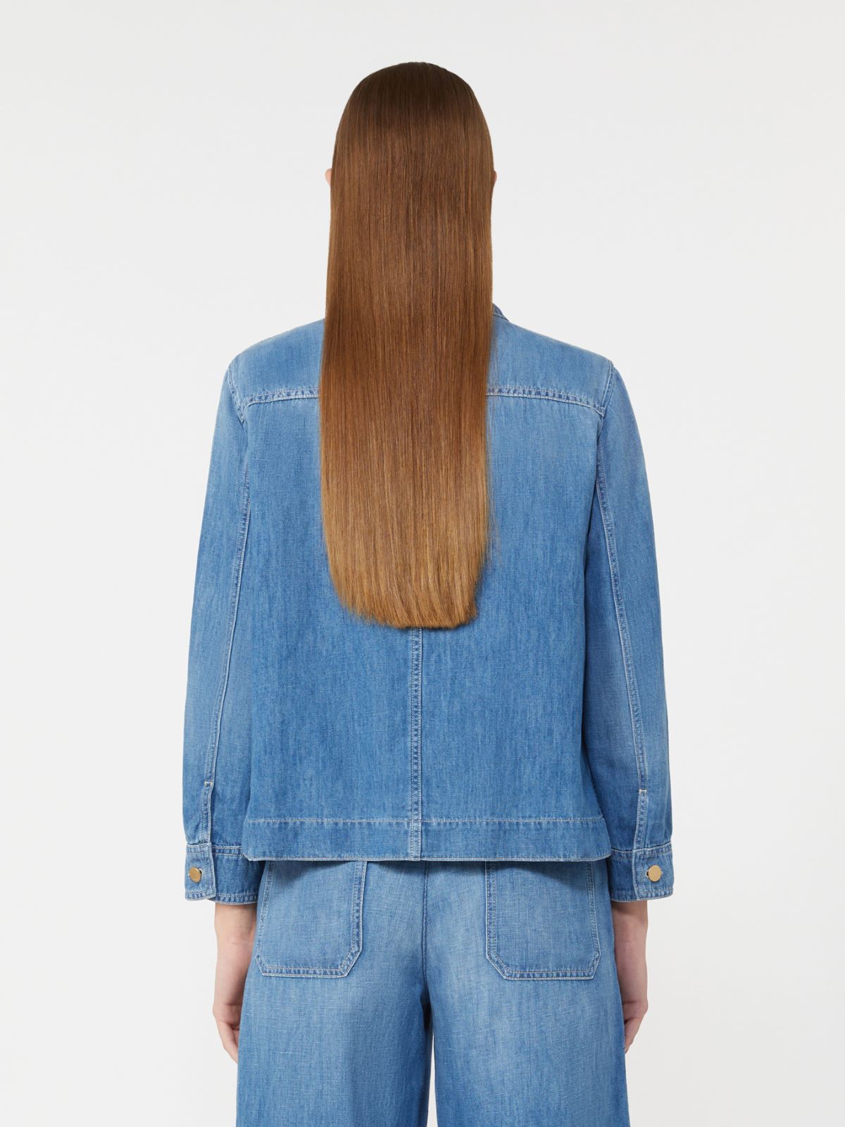 Giacca in denim di cotone e lino - BLU - 3