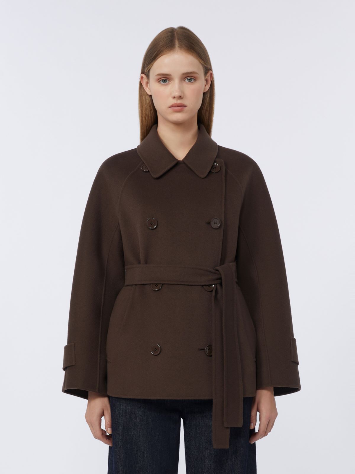Cappotto crop doppiopetto in pura lana - CHOCOLATE - Max Mara - 4