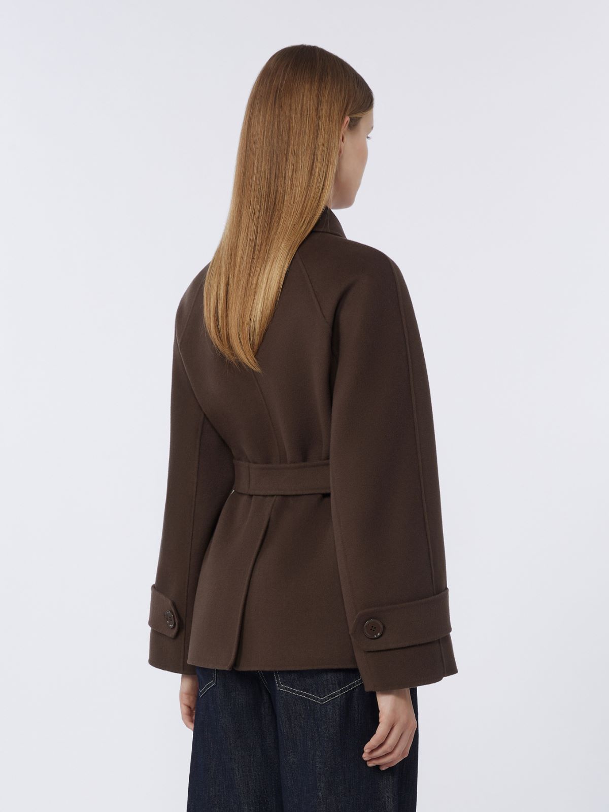Cappotto crop doppiopetto in pura lana - CHOCOLATE - Max Mara - 4