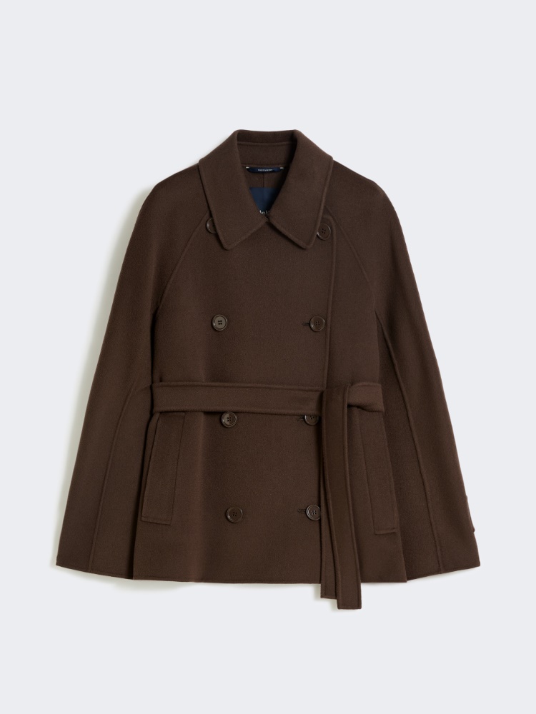Cappotto crop doppiopetto in pura lana