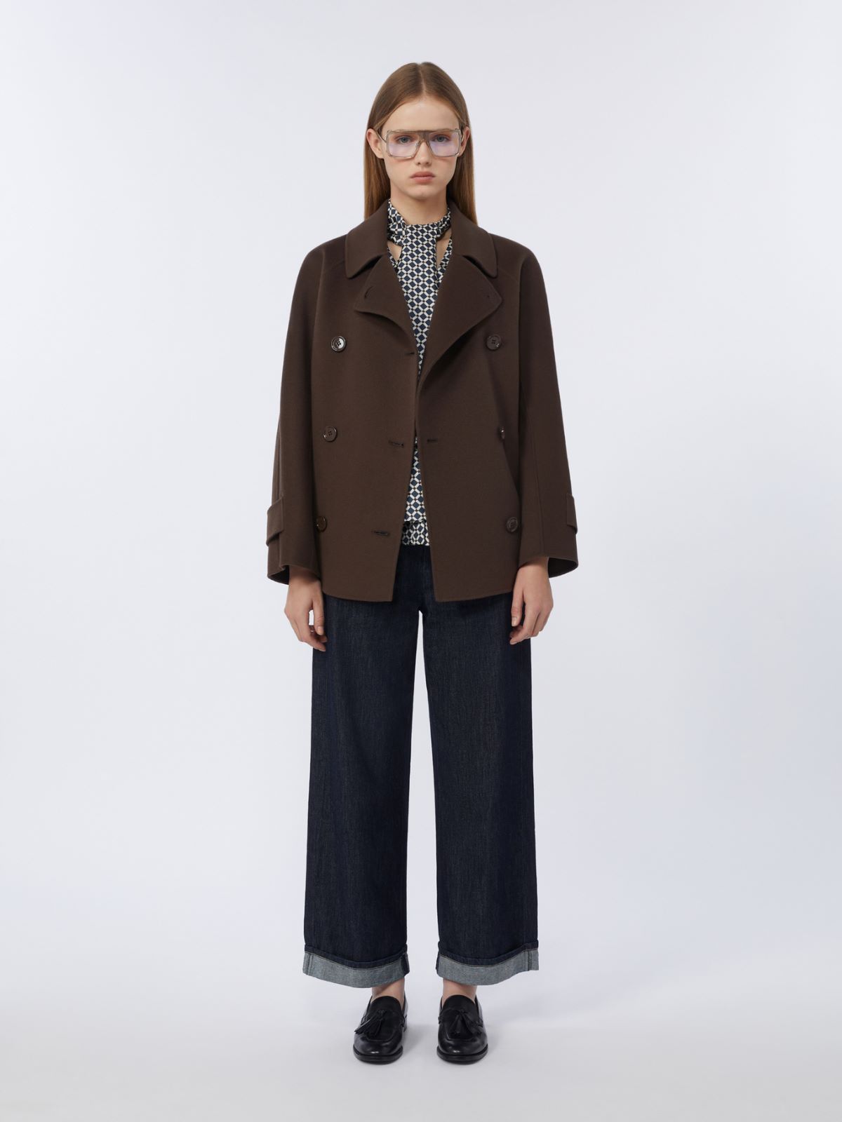 Cappotto crop doppiopetto in pura lana - CHOCOLATE - Max Mara - 4