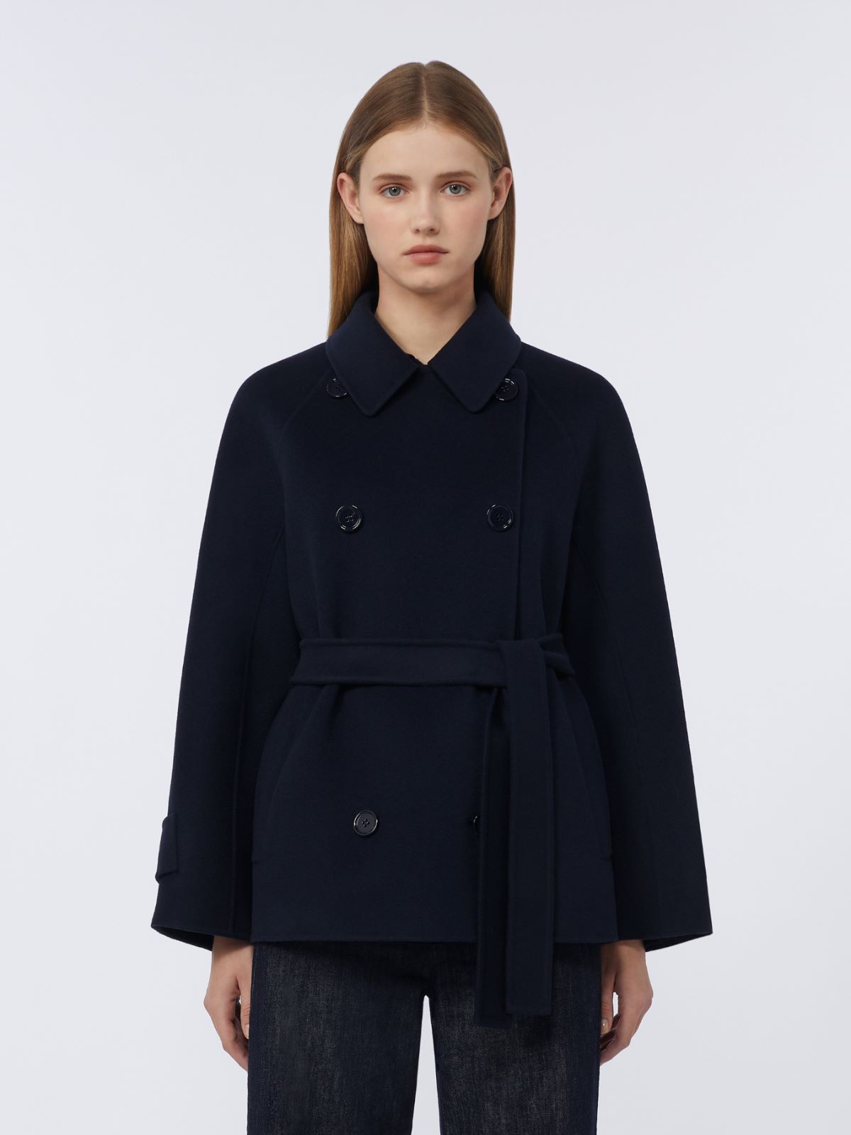 Cappotto crop doppiopetto in pura lana - MIDNIGHTBLUE - Max Mara - 4