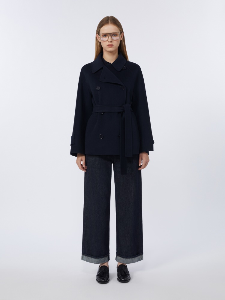 Cappotto crop doppiopetto in pura lana - MIDNIGHTBLUE - Max Mara