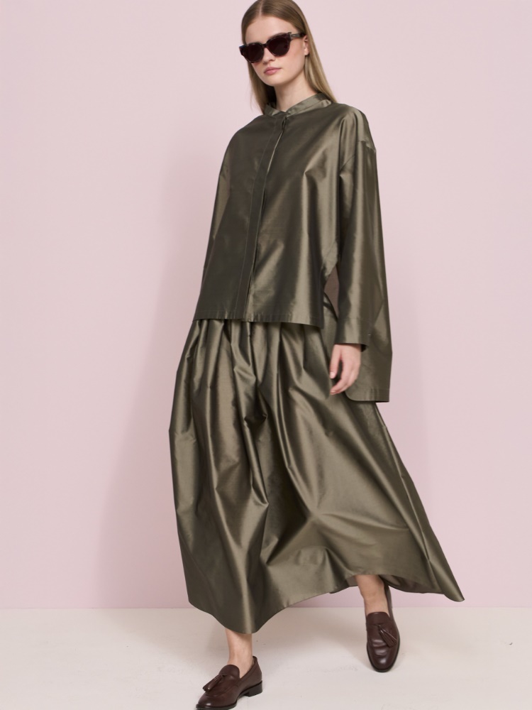Pleated organza skirt + SAGE GREEN - Max Mara