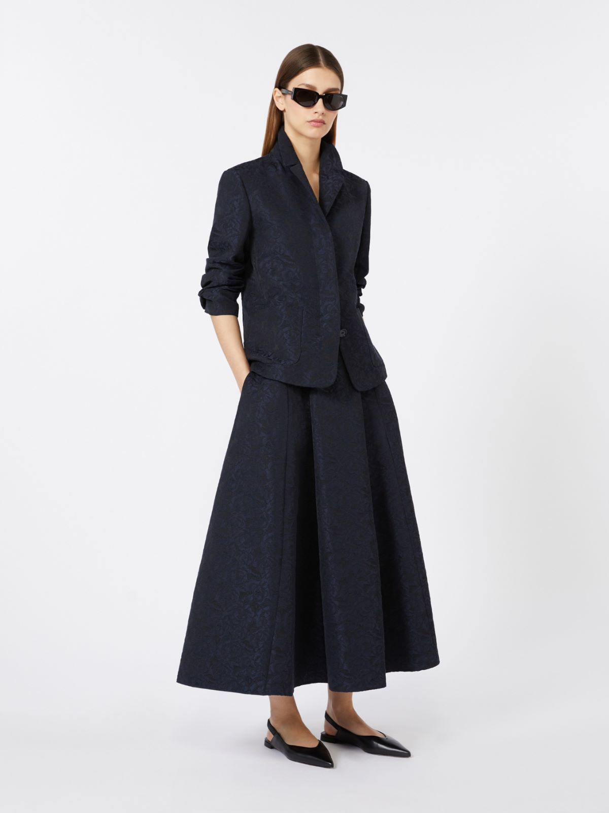 Pleated jacquard skirt - MIDNIGHTBLUE - Max Mara - 5