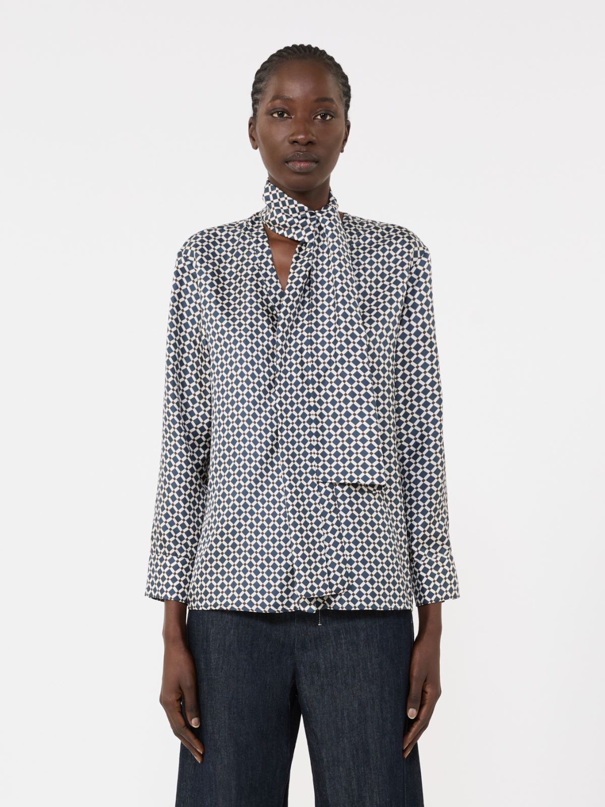 Printed silk shirt - MIDNIGHTBLUE - Max Mara - 5