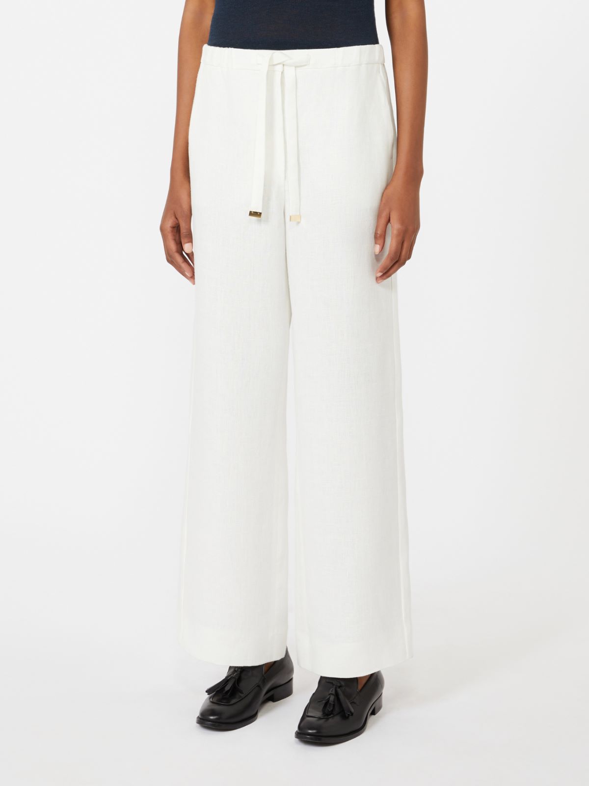 Linen basketweave trousers - WHITE - Max Mara - 8