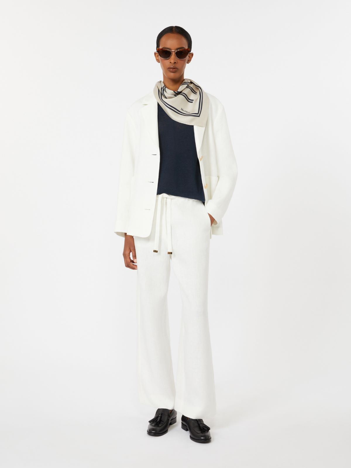 Linen basketweave trousers - WHITE - Max Mara - 8