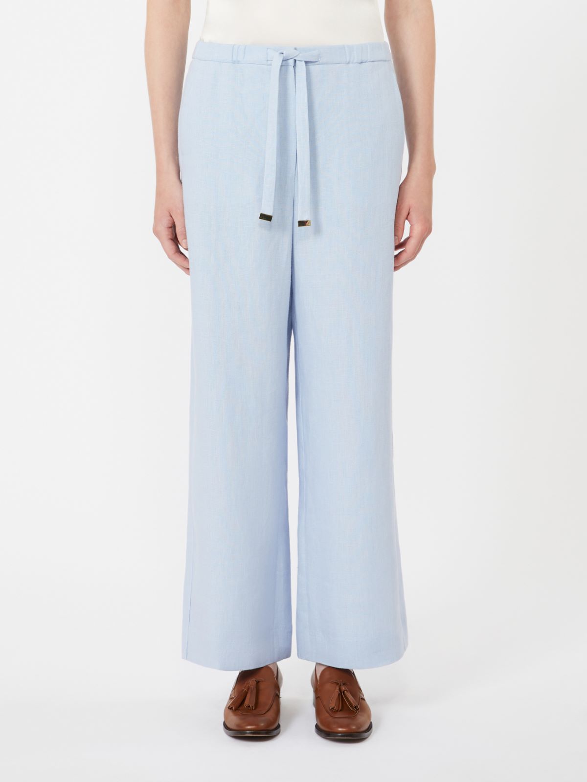 Linen basketweave trousers - LIGHT BLUE - Max Mara - 8