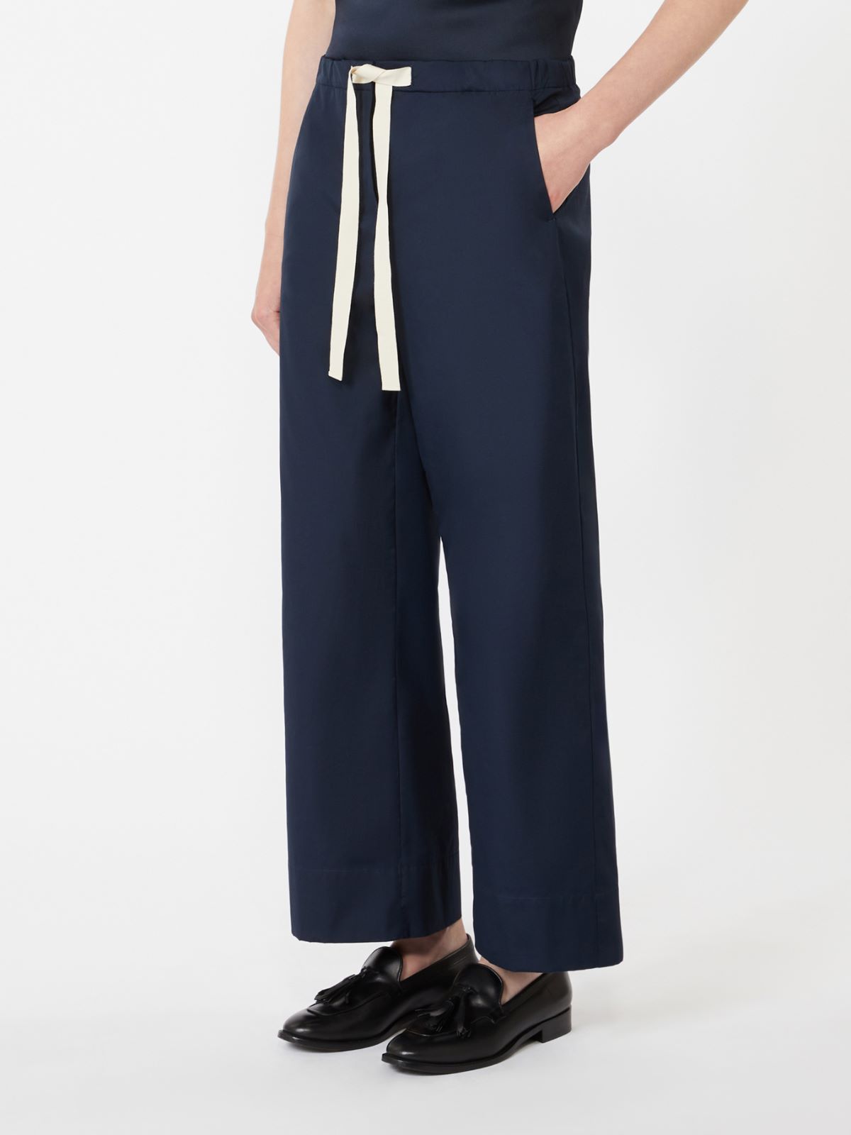Cotton drawstring trousers - MIDNIGHTBLUE - Max Mara - 4