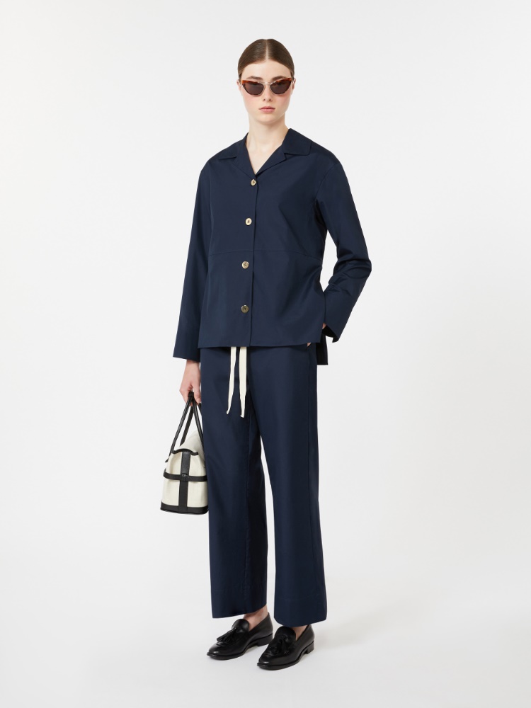 Cotton drawstring trousers + MIDNIGHTBLUE - Max Mara