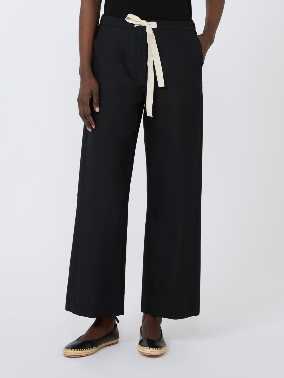 Cotton drawstring trousers - BLACK - Max Mara - 2